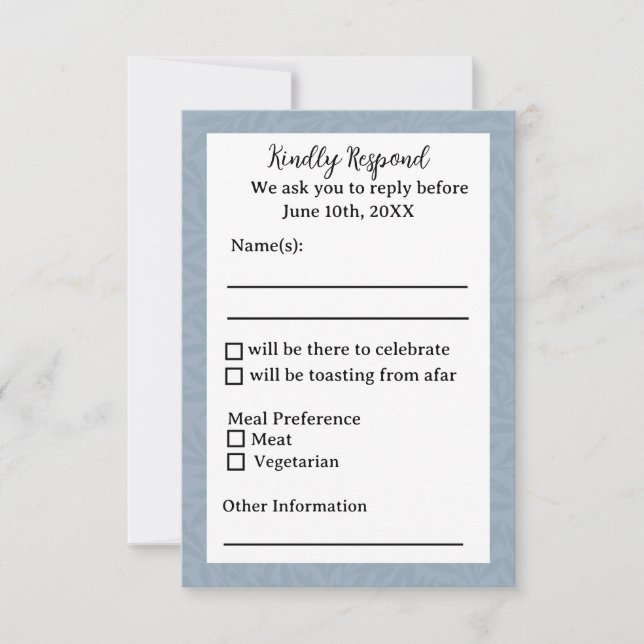 Dusty Blue Response Card RSVP Karte (Vorderseite)