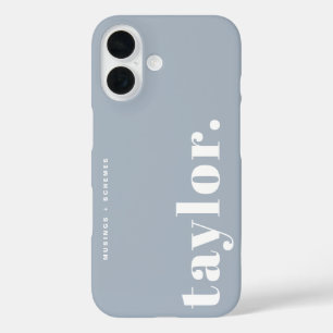 Dusty Blue Retro Typografie Personalisiert iPhone 16 Hülle