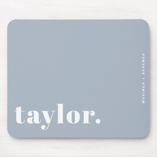 Dusty Blue Retro Typografie Personalisiert Mousepad (Vorne)