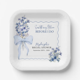 Dusty Blue Ribbon Bow Calla Lily Brautparty Pappteller