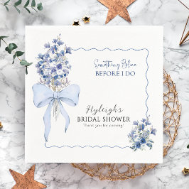 Dusty Blue Ribbon Bow Calla Lily Elegantes Party Serviette