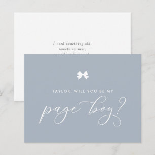 Dusty Blue Ribbon Bow werden Sie meine Page Boy Ca Postkarte