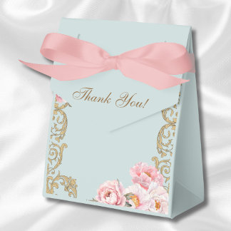 Dusty Blue Rokoko Vintag Floral Baby Dusche Geschenkschachtel