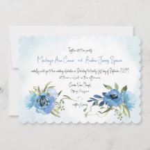 Dusty Blue Romance Floral Watercolor
