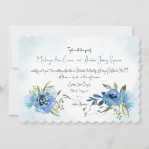 Dusty Blue Romance Floral Watercolor Einladung