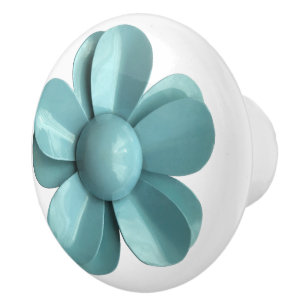 Dusty Blue Romantic Daisy Blossom Hippie Blume Keramikknauf