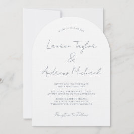Dusty Blue Romantic Modern Arch Wedding Invitation Einladung