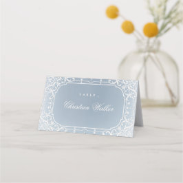 Dusty-blue romantic vintage Hochzeit Platzkarten
