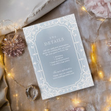 Dusty blue romantic vintage Hochzeitskarte