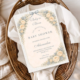 Dusty Blue Rose Arch Baby Shower Einladung