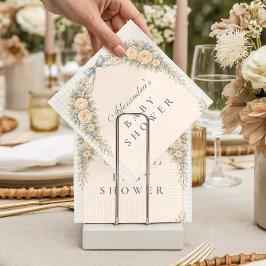 Dusty Blue Rose Arch Baby Shower Serviette