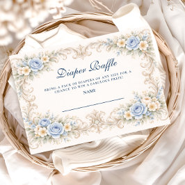 Dusty Blue Rose Baroque Diapper Raffle Begleitkarte