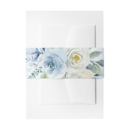 Dusty Blue Rose Bloral Einladung Bauchband Einladungsbanderole