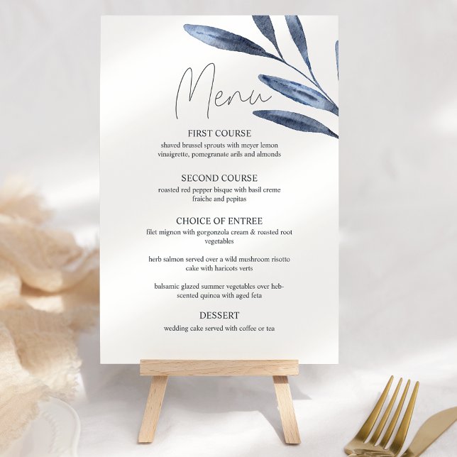 Dusty Blue Rose Blume Boho Wedding Menu Menükarte (Von Creator hochgeladen)