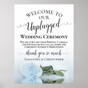 Dusty Blue Rose Chic Unplugged Wedding Zeremonie Poster