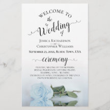 Dusty Blue Rose Elegantes Hochzeitsprogramm
