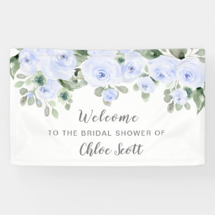 Dusty Blue Rose Floral Brautparty Willkommen Banner