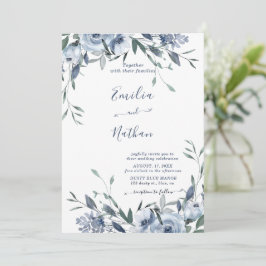 Dusty Blue Rose Floral Wedding Einladung