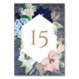 Dusty Blue Rose Gold Aquarellfarben Tischnummer