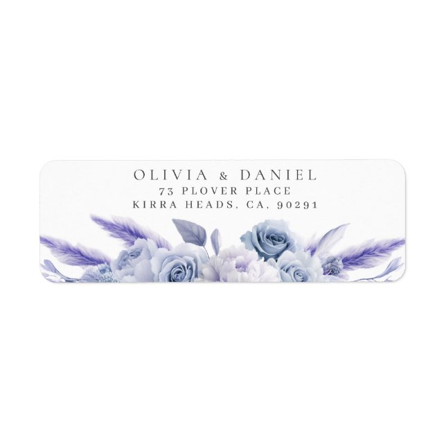 Dusty Blue Rose Hochzeitrücksendekennzeichen (Vorne)