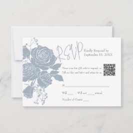 Dusty Blue-Rose mit QR-Code-Antwortkarte RSVP Karte
