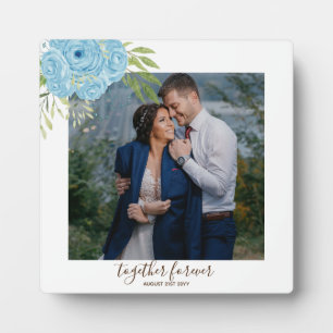 Dusty Blue Rose NewlyWeds Wedding Geschenk Persona Fotoplatte