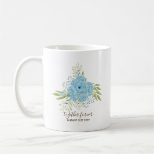 Dusty Blue Rose NewlyWeds Wedding Geschenk Persona Kaffeetasse