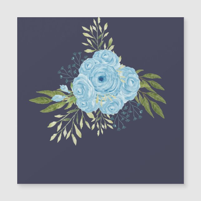 Dusty Blue Rose NewlyWeds Wedding Geschenk Persona Magnetkarte (Vorderseite)