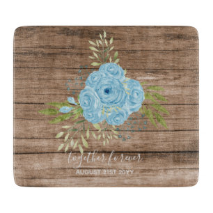 Dusty Blue Rose NewlyWeds Wedding Geschenk Persona Schneidebrett