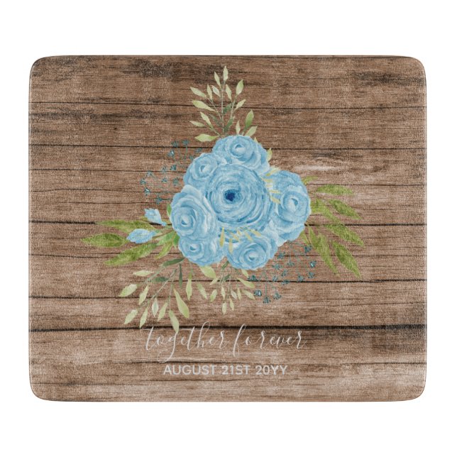 Dusty Blue Rose NewlyWeds Wedding Geschenk Persona Schneidebrett (Vorderseite)