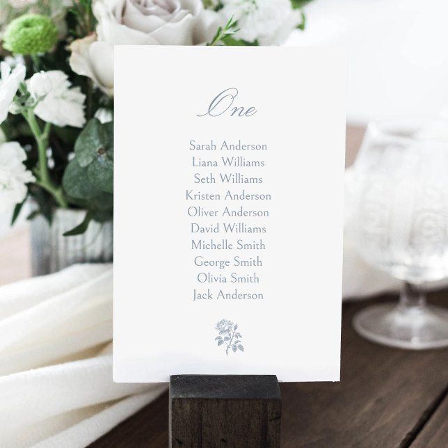 Dusty Blue Rose Wedding Chart Card Card Einladung (Von Creator hochgeladen)