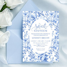 Dusty Blue Roses Digital Sweet 16 Invitation Einladung