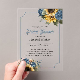 Dusty Blue Roses Sunflowers Photo Bridal Shower Acryleinladungen