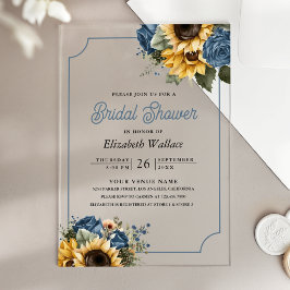 Dusty Blue Roses Sunflowers Photo Bridal Shower Acryleinladungen