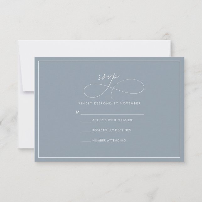 Dusty Blue RSVP CArd (Vorderseite)