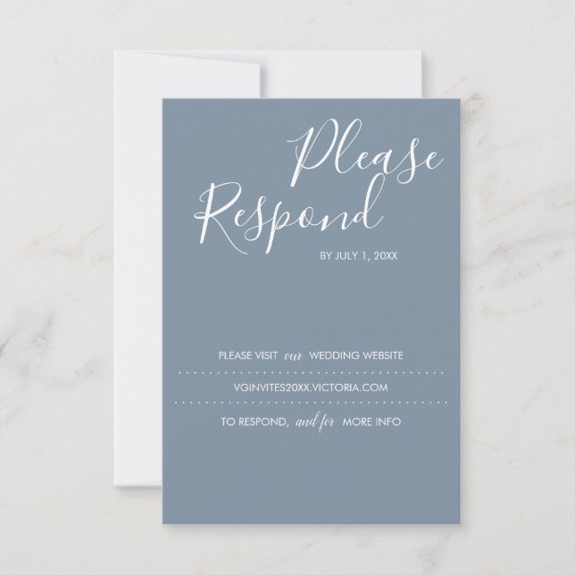 Dusty Blue RSVP Card, Wedding Website (Vorderseite)