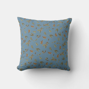 Dusty Blue Rustic Brown Blätter Kissen