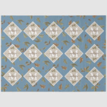 Dusty Blue Rustic Brown Blätter Mit Monogramm