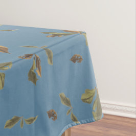 Dusty Blue Rustic Brown Blätter Tischdecke
