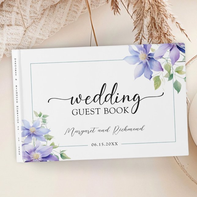 Dusty Blue Rustic Floral Wedding Guest Book Gästebuch (Von Creator hochgeladen)