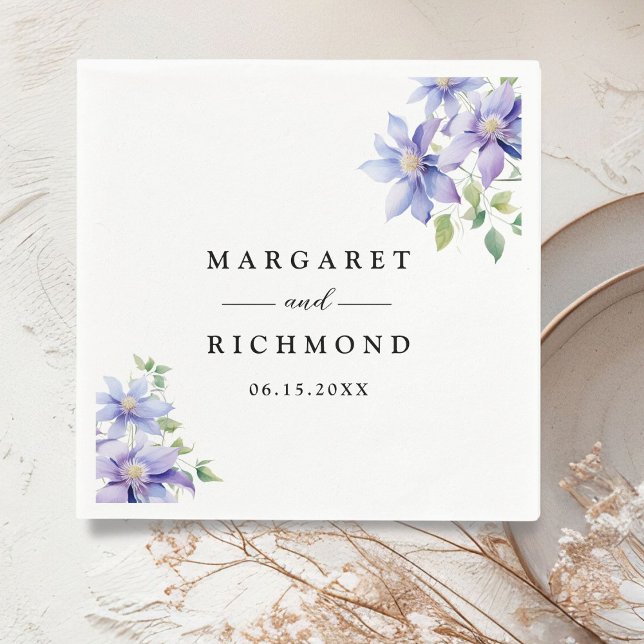 Dusty Blue Rustic Floral Wedding Serviette (Von Creator hochgeladen)