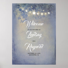 Dusty Blue Rustic Garden Wedding Willkommenszeiche Poster