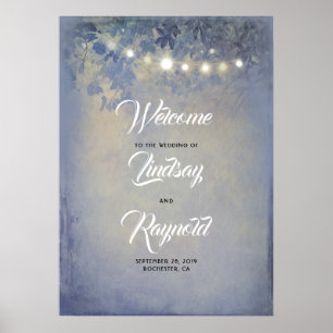 Dusty Blue Rustic Garden Wedding Willkommenszeiche Poster