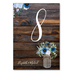 Dusty Blue Rustic Tischnummer Card
