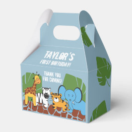 Dusty Blue Safari Animal First Birthday Party Geschenkschachtel