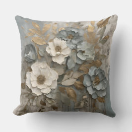 Dusty Blue Sage Gold Creme Bauernhof Floral Kissen
