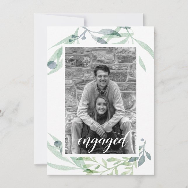 Dusty Blue Sage Green Botanicals Foto Save The Date (Vorderseite)