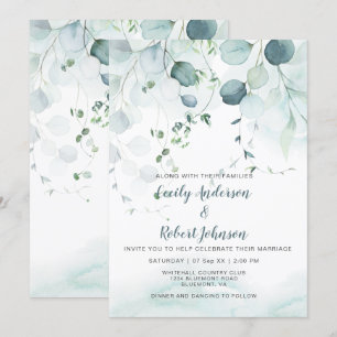 Dusty Blue & Sage Green Eucalyptus Wedding Einladung