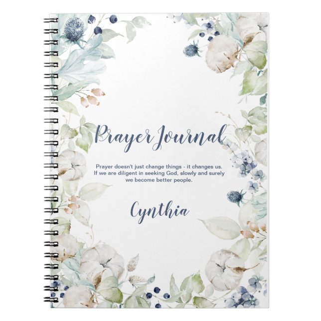 Dusty Blue Sage Green Floral Prayer Journal Notizblock (Vorderseite)