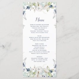 Dusty Blue Sage Green Watercolor Winter Floral Menükarte